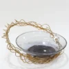 Inspire Me! Home Decor Shallow Glass Bowl With Gold Metal Swirl 2 Inspire Me! Home Decor Shallow Glass Bowl With Gold Metal Swirl