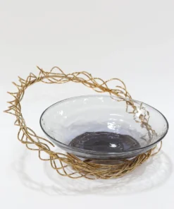 Inspire Me! Home Decor Shallow Glass Bowl With Gold Metal Swirl