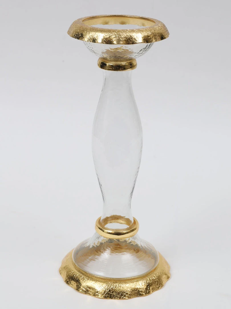 Inspire Me! Home Decor Glass Candle Holders With Gold Ruffle Detail (2 Sizes) 12 Inspire Me! Home Decor Glass Candle Holders With Gold Ruffle Detail (2 Sizes)