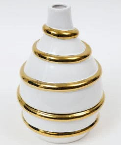 Inspire Me! Home Decor White Porcelain Vase With Stripe Design (2 Colors)