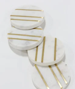 Inspire Me! Home Decor Marble Round Coasters With Gold Inlay (Set Of 4)