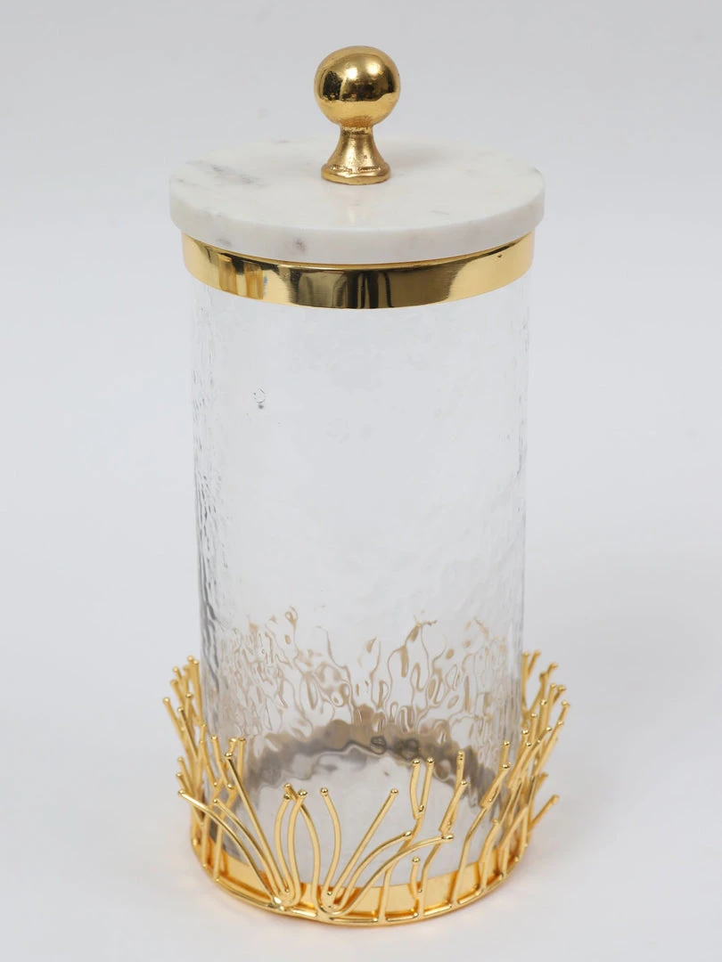 Inspire Me! Home Decor Glass Canister With Gold Branch Design And Marble And Gold Lid (3 Sizes) 7 Inspire Me! Home Decor Glass Canister With Gold Branch Design And Marble And Gold Lid (3 Sizes)