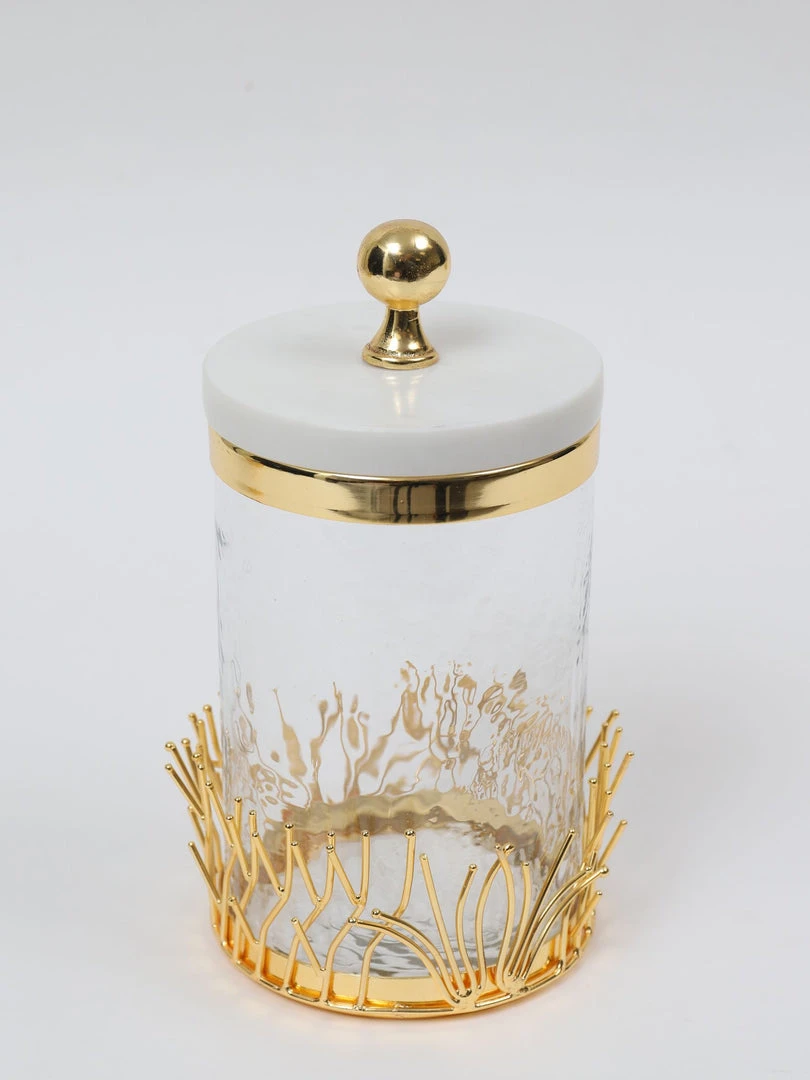 Inspire Me! Home Decor Glass Canister With Gold Branch Design And Marble And Gold Lid (3 Sizes) 6 Inspire Me! Home Decor Glass Canister With Gold Branch Design And Marble And Gold Lid (3 Sizes)