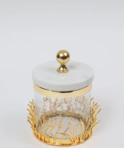 Inspire Me! Home Decor Glass Canister With Gold Branch Design And Marble And Gold Lid (3 Sizes) 9 Inspire Me! Home Decor Glass Canister With Gold Branch Design And Marble And Gold Lid (3 Sizes)