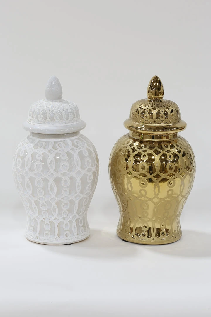 Inspire Me! Home Decor Gold Patterned Mini/Miniature Ginger Jar 13 Inspire Me! Home Decor Gold Patterned Mini/Miniature Ginger Jar