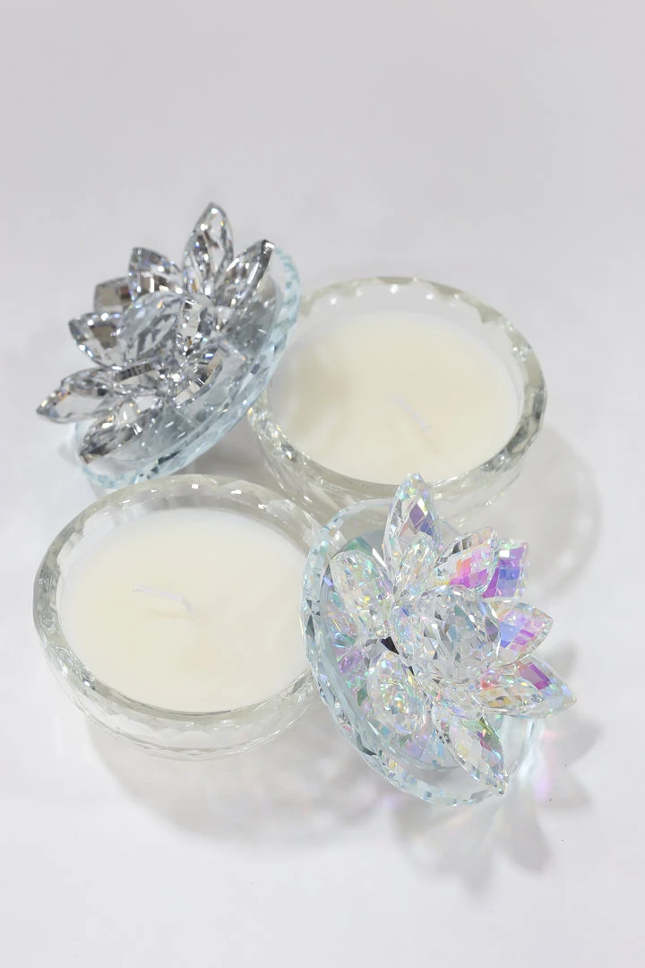 Inspire Me! Home Decor Crystal Lotus Top Candle (2 Colors) 12 Inspire Me! Home Decor Crystal Lotus Top Candle (2 Colors)