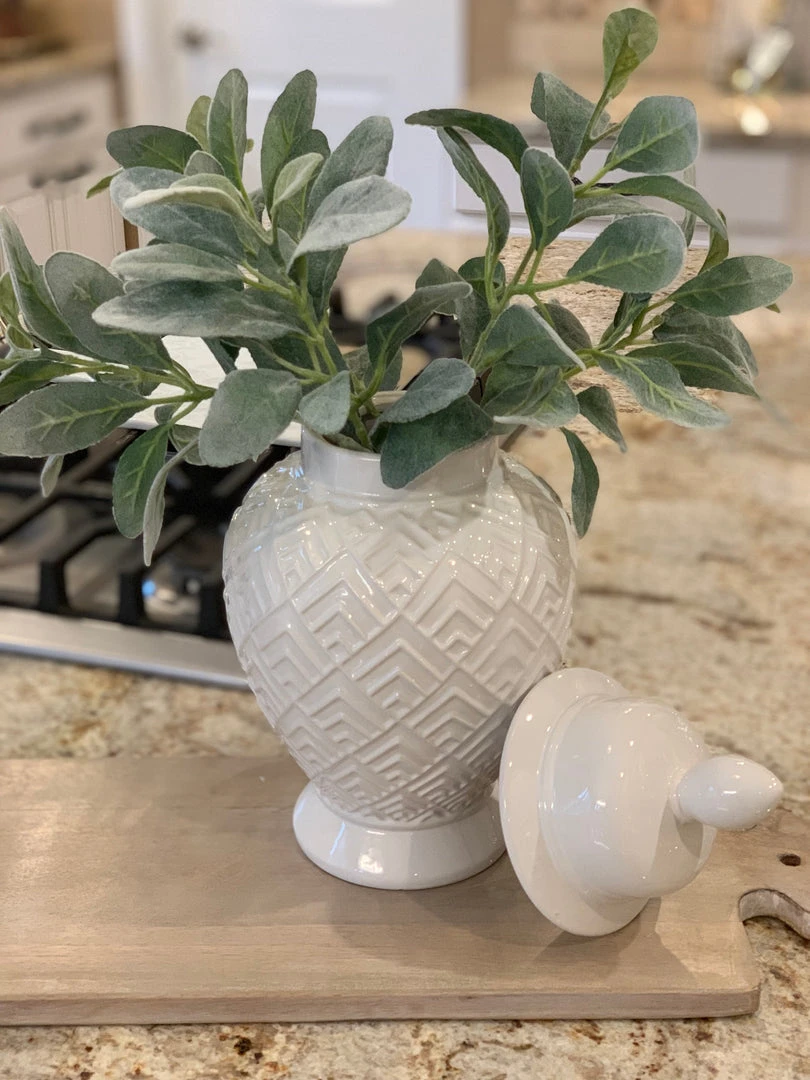 Inspire Me! Home Decor White Geometric Ceramic Ginger Jar 3 Inspire Me! Home Decor White Geometric Ceramic Ginger Jar