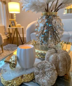 Inspire Me! Home Decor White Pumpkin Candle With Gold Top (2 Sizes) 14 Inspire Me! Home Decor White Pumpkin Candle With Gold Top (2 Sizes)