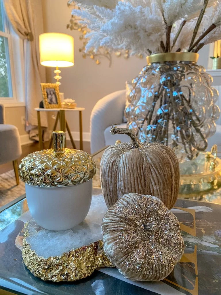 Inspire Me! Home Decor White Acorn Candle With Gold Top 6 Inspire Me! Home Decor White Acorn Candle With Gold Top