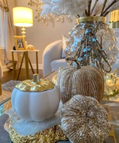 Inspire Me! Home Decor White Pumpkin Candle With Gold Top (2 Sizes) 11 Inspire Me! Home Decor White Pumpkin Candle With Gold Top (2 Sizes)