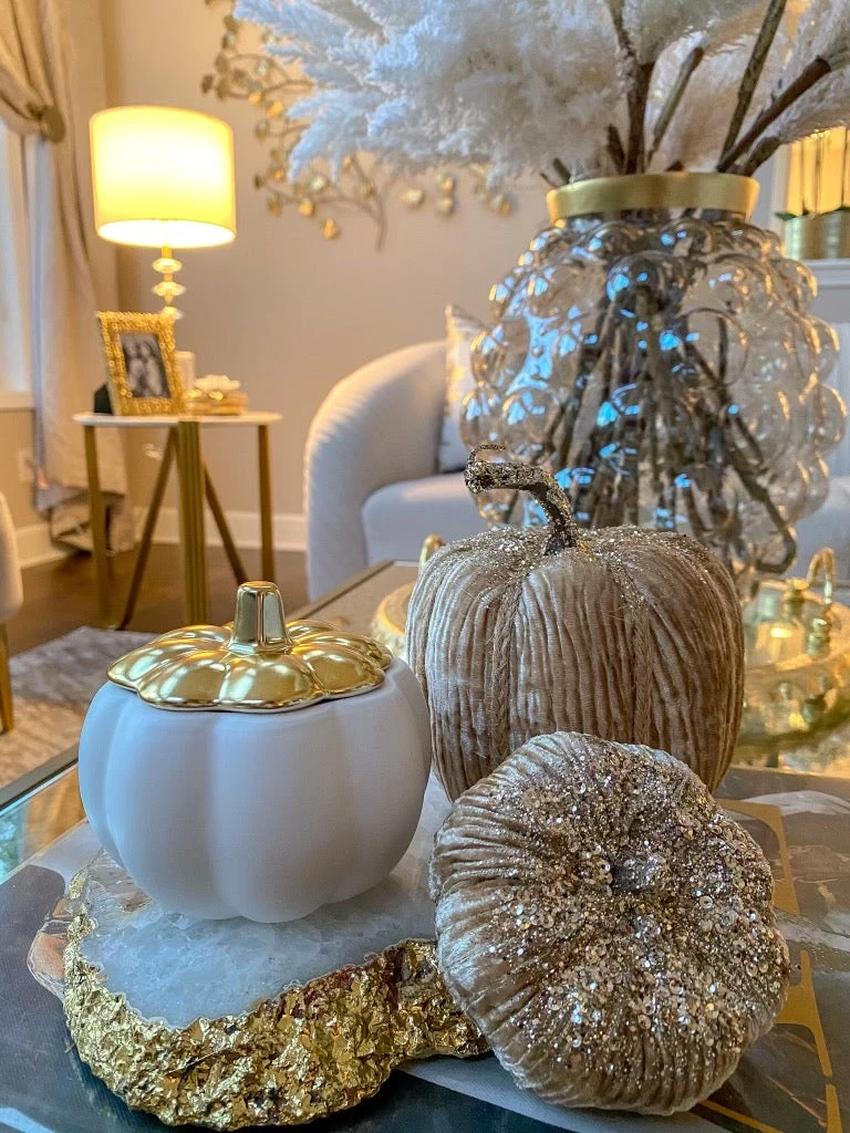 Inspire Me! Home Decor White Pumpkin Candle With Gold Top (2 Sizes) 5 Inspire Me! Home Decor White Pumpkin Candle With Gold Top (2 Sizes)