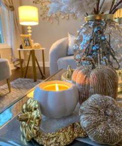 Inspire Me! Home Decor White Pumpkin Candle With Gold Top (2 Sizes) 13 Inspire Me! Home Decor White Pumpkin Candle With Gold Top (2 Sizes)