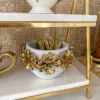 Inspire Me! Home Decor White Ceramic Spoon Holder/Vase With Gold Petal Design