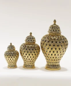 Inspire Me! Home Decor Extra Mini/Miniature Gold Ginger Jar 10 Inspire Me! Home Decor Extra Mini/Miniature Gold Ginger Jar