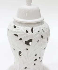 Inspire Me! Home Decor White Leaf Ginger Jar