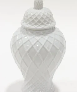 Inspire Me! Home Decor White Lattice Ginger Jar (2 Sizes)