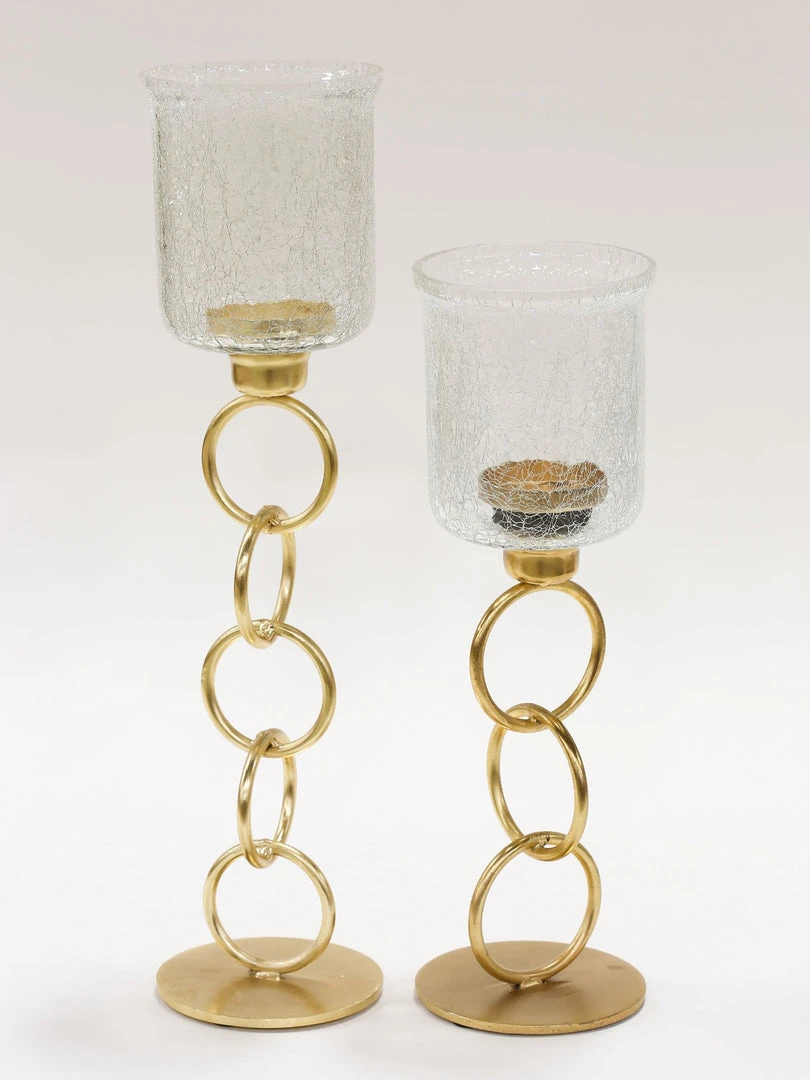 Inspire Me! Home Decor Crackled Glass Link Standing Candle Holder (2 Sizes) 7 Inspire Me! Home Decor Crackled Glass Link Standing Candle Holder (2 Sizes)