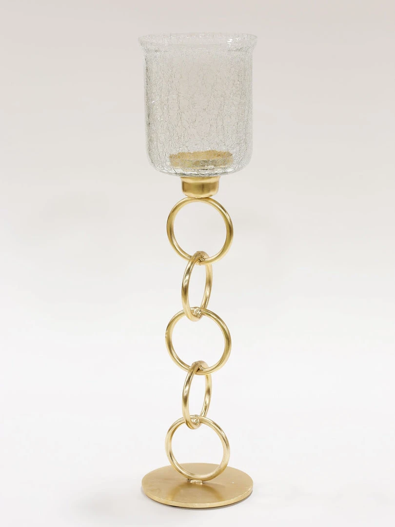 Inspire Me! Home Decor Crackled Glass Link Standing Candle Holder (2 Sizes) 6 Inspire Me! Home Decor Crackled Glass Link Standing Candle Holder (2 Sizes)