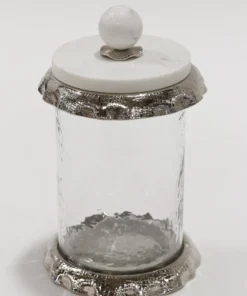 Inspire Me! Home Decor Marble & Silver Hammered Canisters