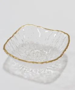 Inspire Me! Home Decor Glass Textured Square Soup Bowls With Gold Trim