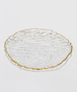 Inspire Me! Home Decor Glass Textured Dessert Plate With Gold Trim