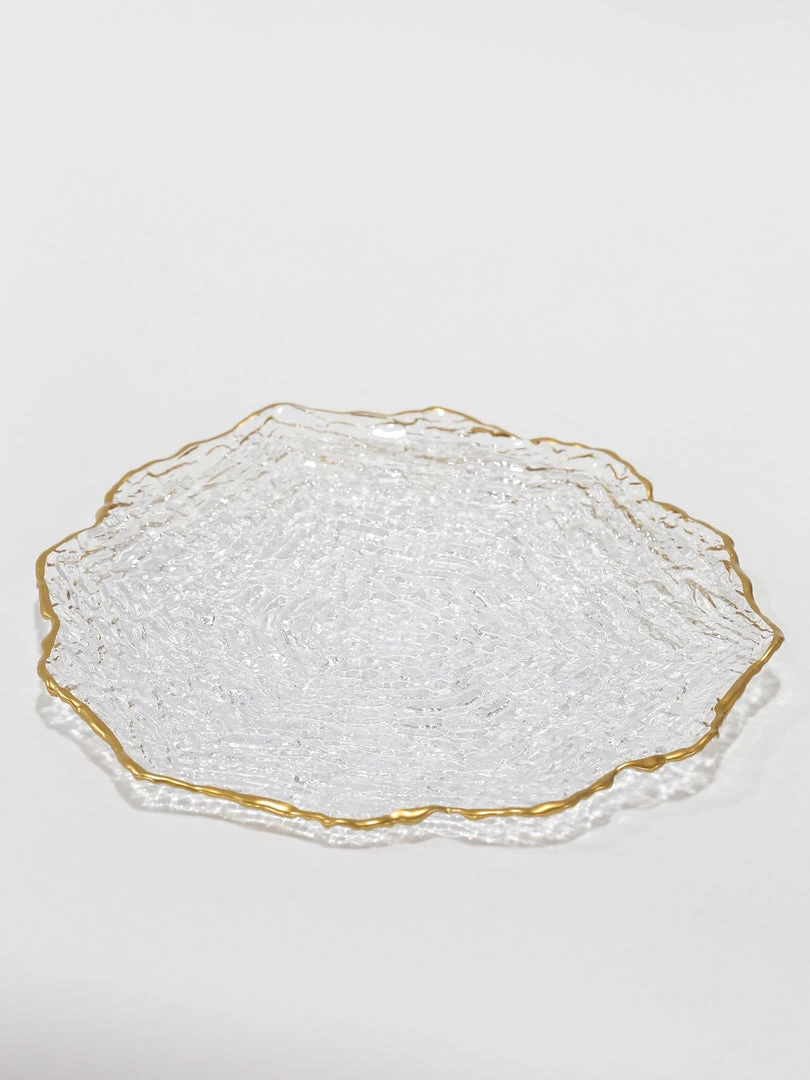 Inspire Me! Home Decor Glass Textured Dinner Plate With Gold Trim 3 Inspire Me! Home Decor Glass Textured Dinner Plate With Gold Trim