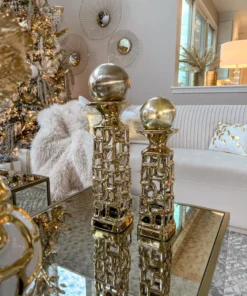 Inspire Me! Home Decor Gold Candle Holder With Dimensional Cut Out Design (2 Sizes)