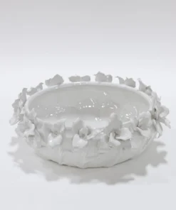 Inspire Me! Home Decor White Floral Ceramic Bowl