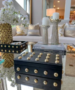 Inspire Me! Home Decor Studded Decorative Wood Boxes (4 Colors)