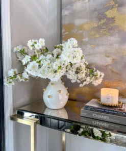 Inspire Me! Home Decor White & Gold Studded Metal Vases (2 Sizes)