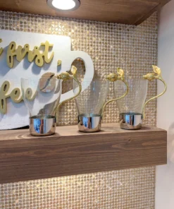 Inspire Me! Home Decor Glass Mug With Gold Pomegranate Handle And Silver Metal Base