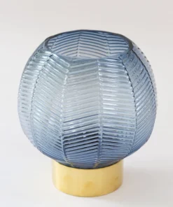 Inspire Me! Home Decor Blue Textured Round Vase With Gold Base