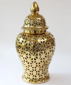 Inspire Me! Home Decor Gold Pierced Pattern Ginger Jar