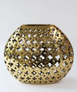 Inspire Me! Home Decor Wide Cut-Out Gold Vase