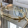 Inspire Me! Home Decor Gold Oval Mirrored Leaf Tray 1 Inspire Me! Home Decor Gold Oval Mirrored Leaf Tray