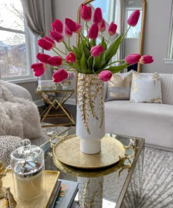 Inspire Me! Home Decor White Ceramic Vase With Gold Vine Design (3 Sizes)