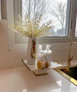 Inspire Me! Home Decor Gold And White Ceramic Square Cake Stand