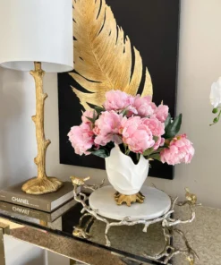 Inspire Me! Home Decor Round Marble Tray With Gold Branch & Bird Details 10 Inspire Me! Home Decor Round Marble Tray With Gold Branch & Bird Details