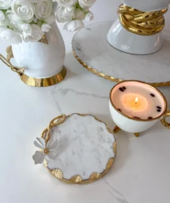 Inspire Me! Home Decor Round Trivet With White Jeweled Flower Details