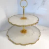 Inspire Me! Home Decor Gold Leaf And White Resin 2 Tier Cake Stand 2 Inspire Me! Home Decor Gold Leaf And White Resin 2 Tier Cake Stand