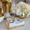 Inspire Me! Home Decor Gold White Marble Napkin Holder/Tray With Ruffled Border 2 Inspire Me! Home Decor Gold White Marble Napkin Holder/Tray With Ruffled Border