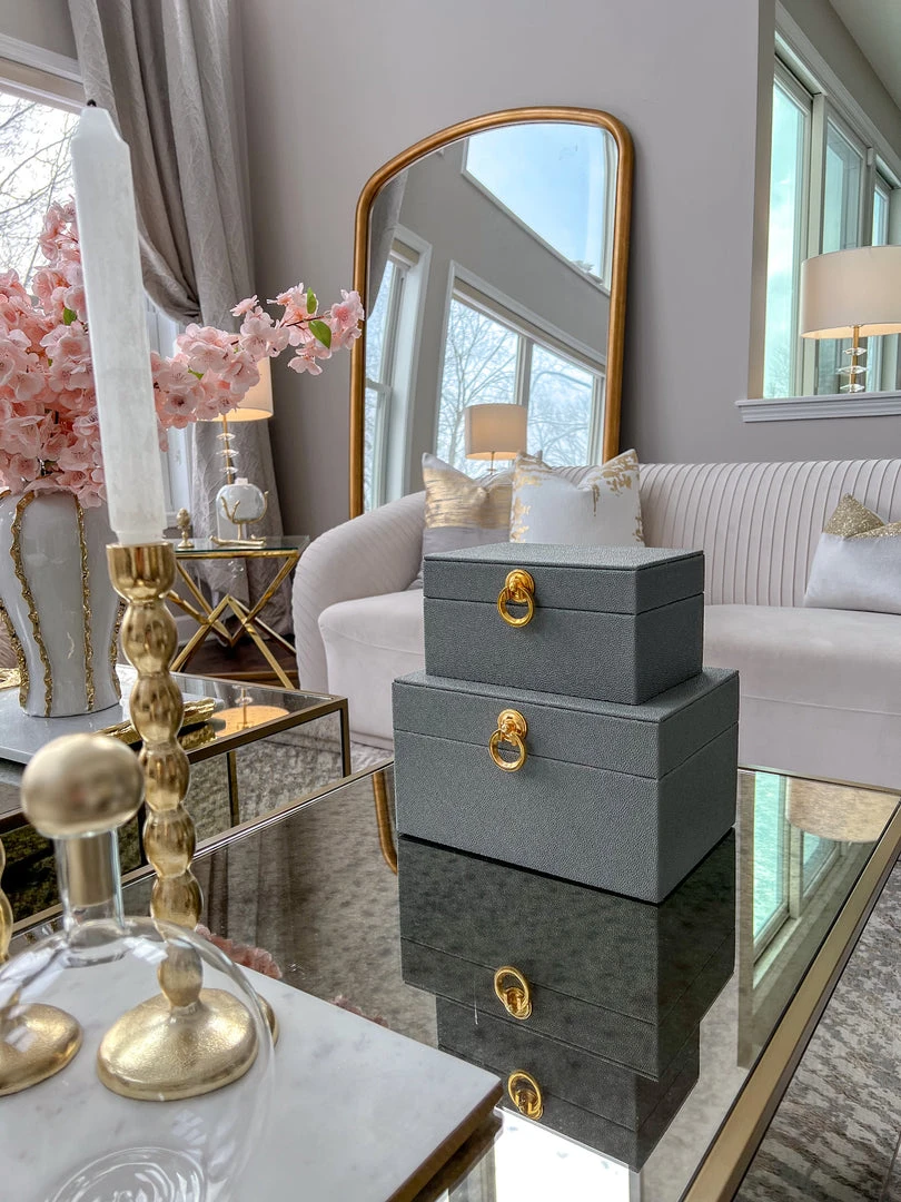 Inspire Me! Home Decor Set Of 2 Faux Leather Boxes W/ Gold Accent (2 Colors) 5 Inspire Me! Home Decor Set Of 2 Faux Leather Boxes W/ Gold Accent (2 Colors)