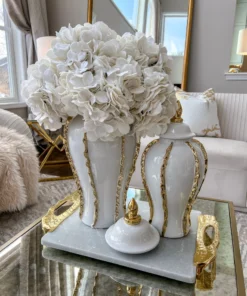 Inspire Me! Home Decor 18.5" White Velvet Hydrangea Stem