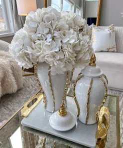 Inspire Me! Home Decor White Ginger Jar With Gold Details (3 Sizes) 19 Inspire Me! Home Decor White Ginger Jar With Gold Details (3 Sizes)