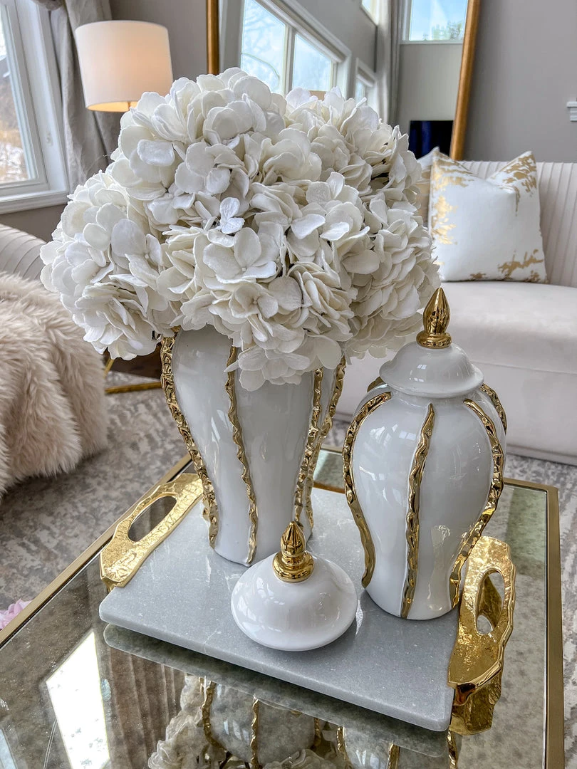 Inspire Me! Home Decor White Ginger Jar With Gold Details (3 Sizes) 6 Inspire Me! Home Decor White Ginger Jar With Gold Details (3 Sizes)