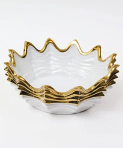 Inspire Me! Home Decor White And Gold Scalloped Bowl