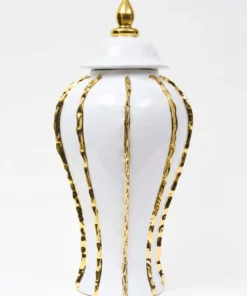 Inspire Me! Home Decor White Ginger Jar With Gold Details (3 Sizes) 24 Inspire Me! Home Decor White Ginger Jar With Gold Details (3 Sizes)