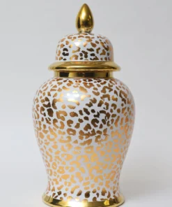 Inspire Me! Home Decor Gold Leopard Print Ginger Jar (2 Sizes)