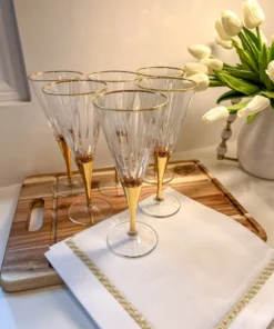Inspire Me! Home Decor Set Of 6 Gold Stemmed Wine Glasses