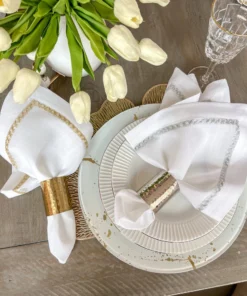 Inspire Me! Home Decor Gold And White Opaque Charger